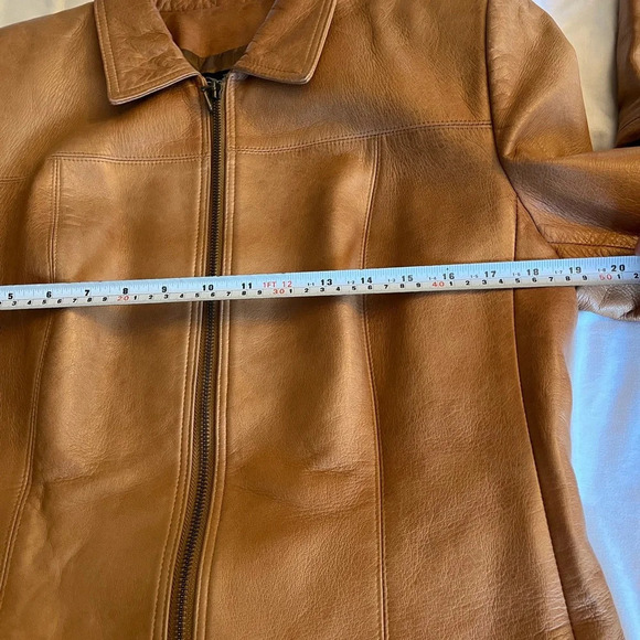 Vintage 1980's Leather Skirt and Jacket Set  Size 12 Jacket Sz 10 Skirt. Camel - Picture 15 of 17